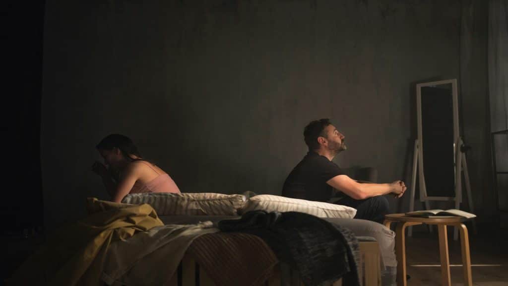 A couple refusing to look at each other