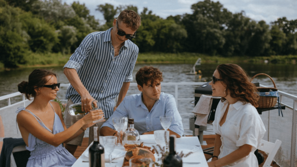 A group of friends on a boat