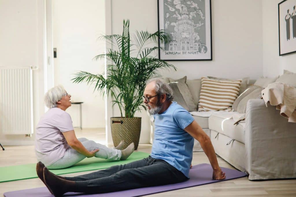 A man and woman exercising