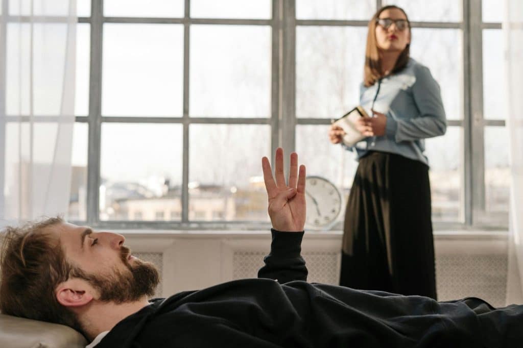 A man talking to a therapist