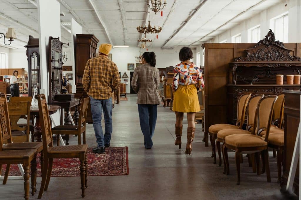 A man and woman at the furniture shop