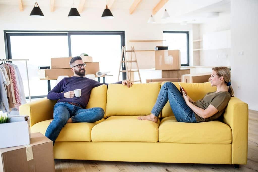 A man and woman at the living room