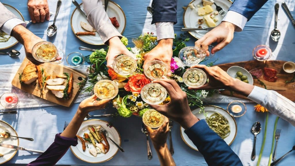 A group of friends having lunch