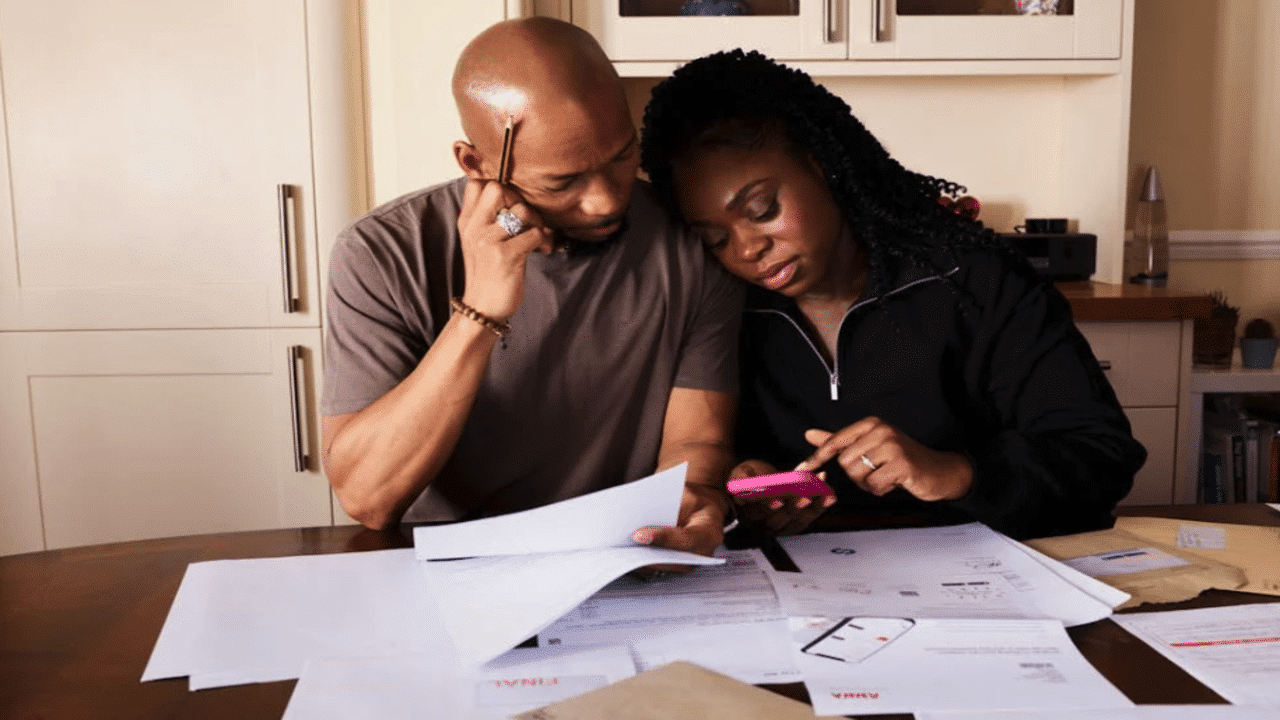 A couple doing their bills together