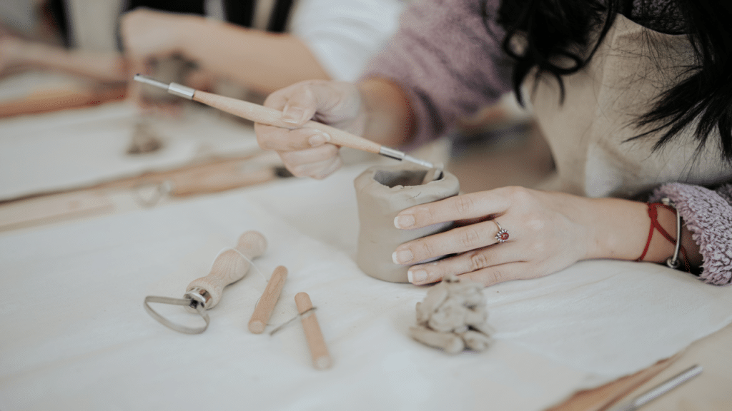 A woman doing pottery