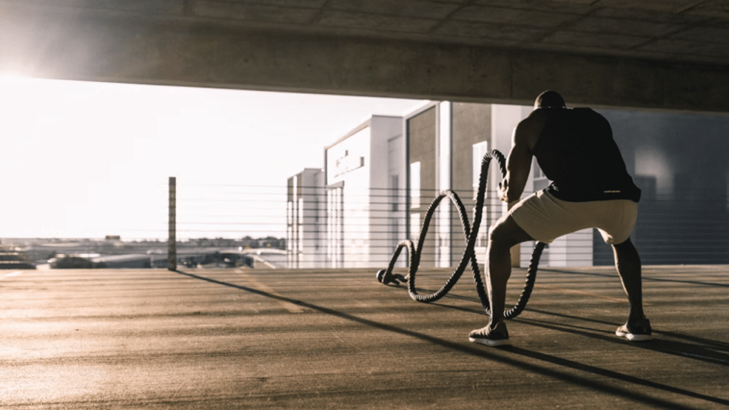 A man working out by himself