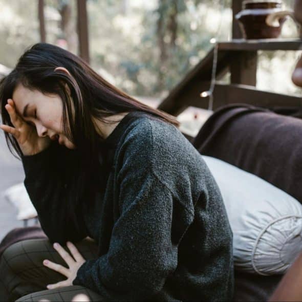 A woman looking stressed