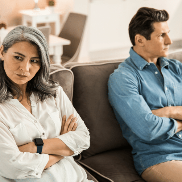 A mature couple refusing to talk