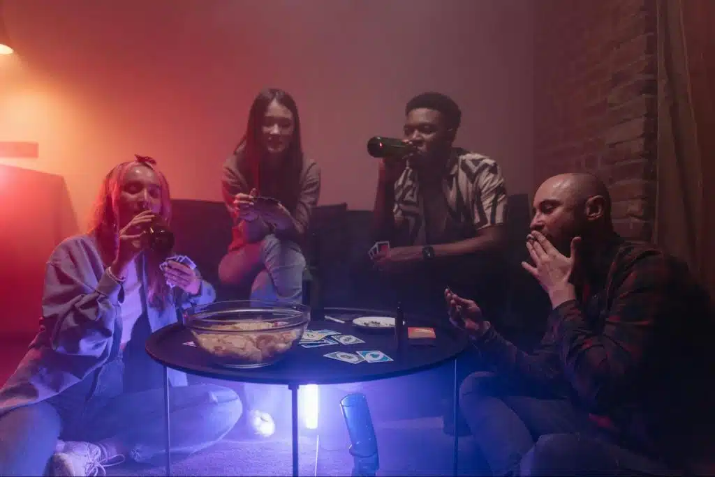 A man and woman with their friends