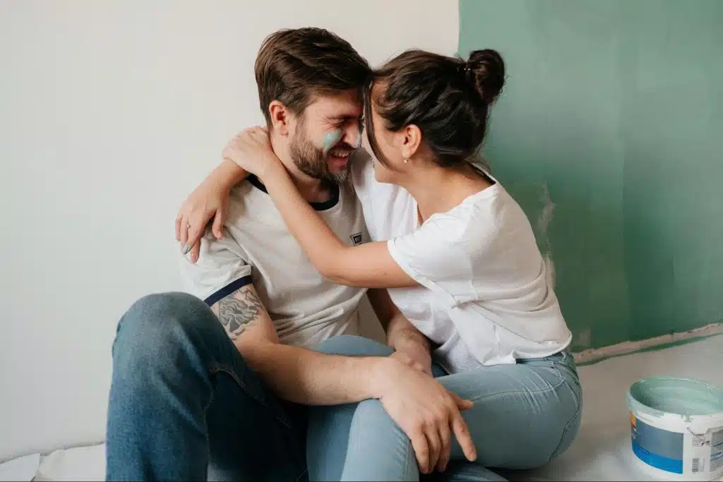 A man and woman happy