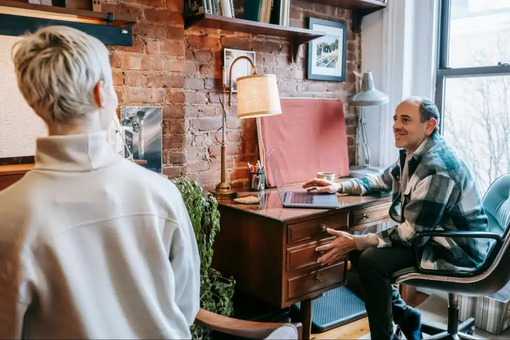 A man and woman having a casual talk 