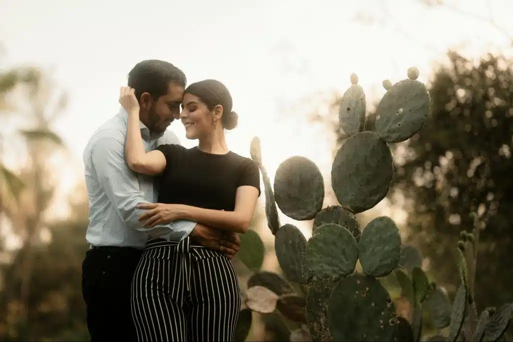 A man and woman having physical touch