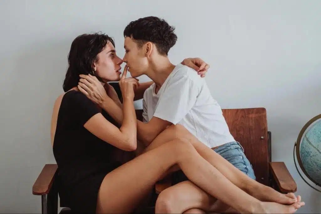 A man and woman close to each other