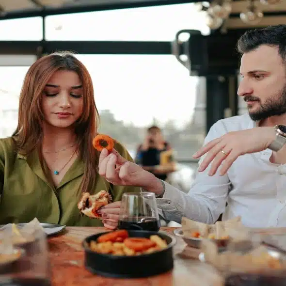 A man and a woman on a first date