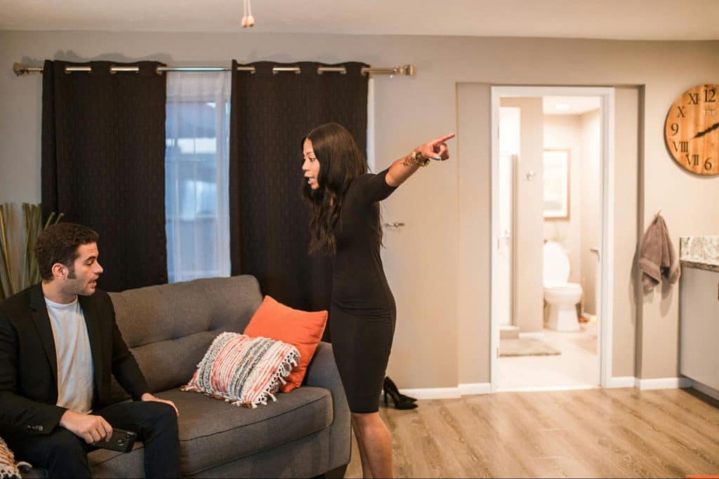 A man and woman arguing