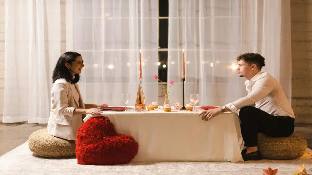 A couple on a dinner date