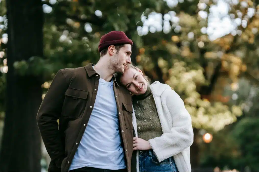 A man and woman outside 