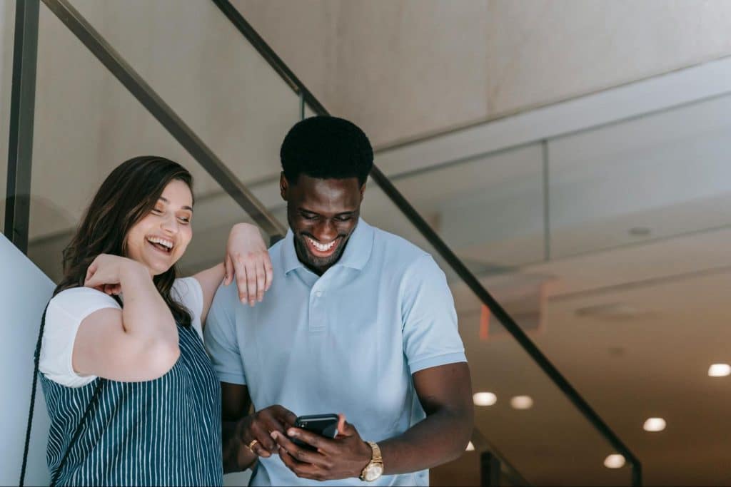 A man and woman having fun