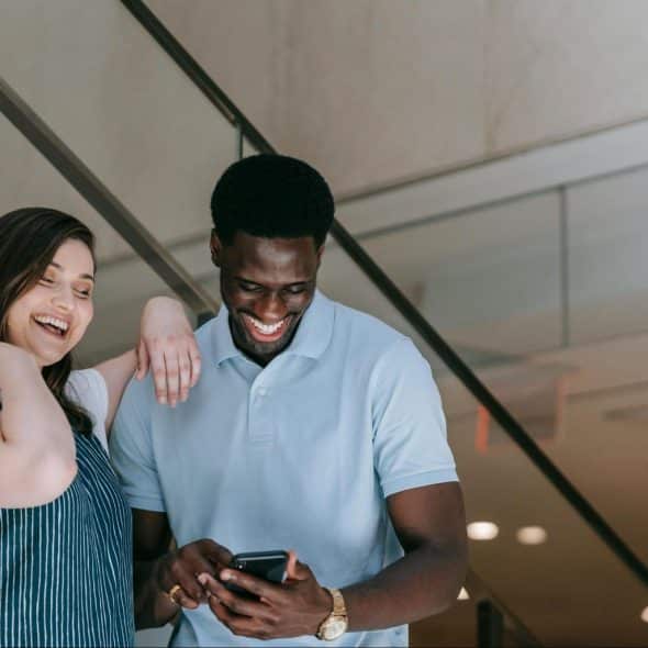 A man and woman having fun