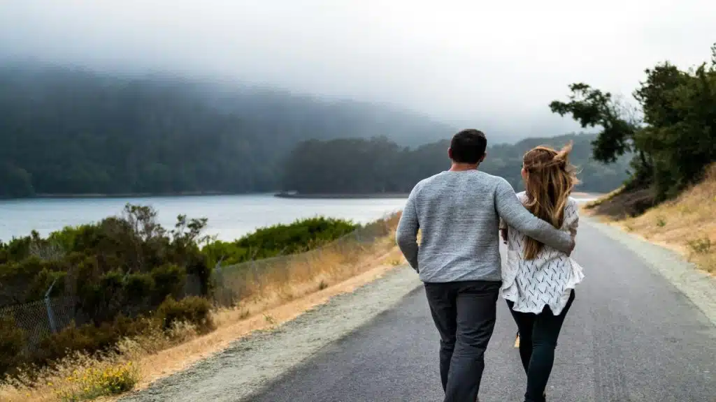 A couple on a morning walk