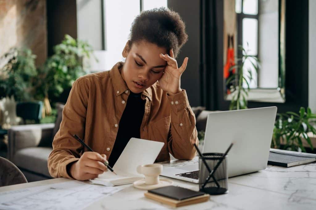 A woman looking stressed