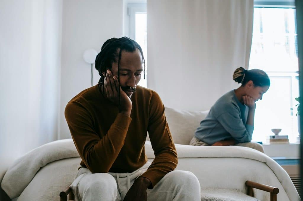 A man and woman not talking to each other