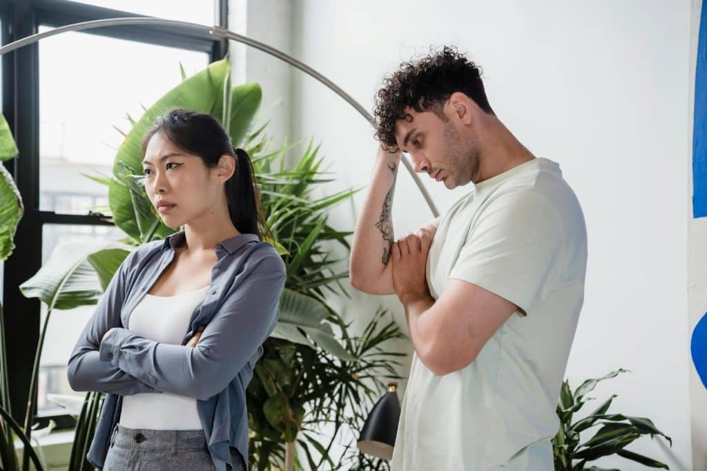 A man and woman not talking