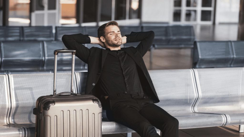 A man waiting for his flight