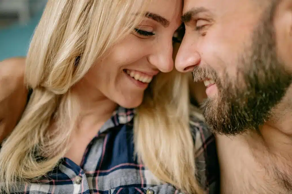 A man and woman close to each other