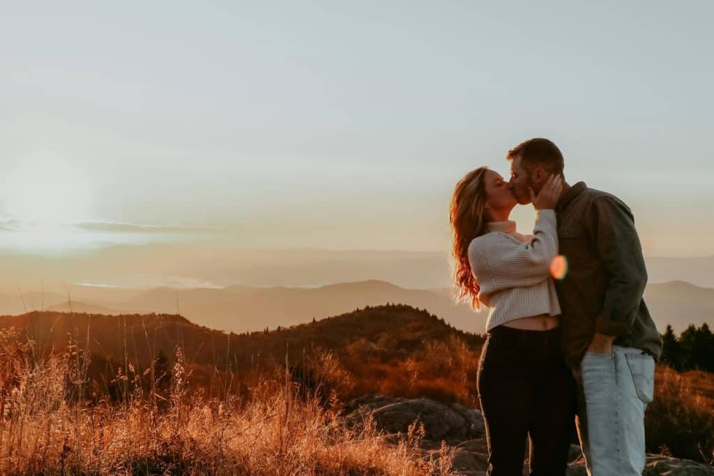 A man and woman kissing