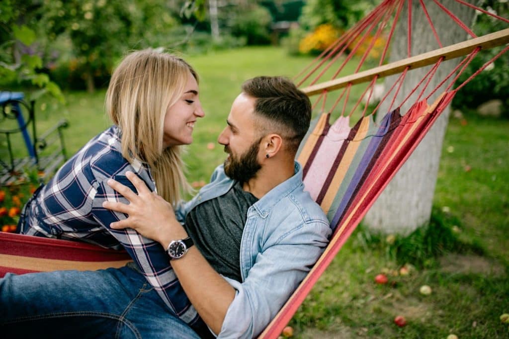 A man and woman at the hammock