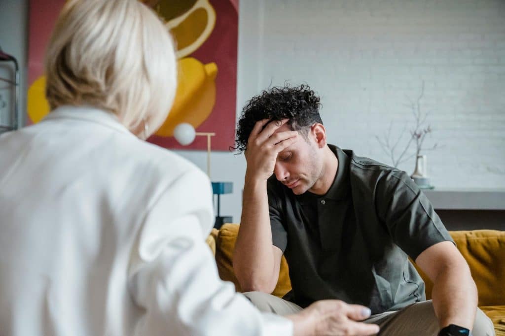 A man looking stressed
