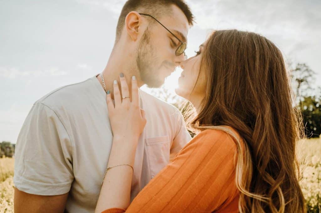 A man and woman kissing