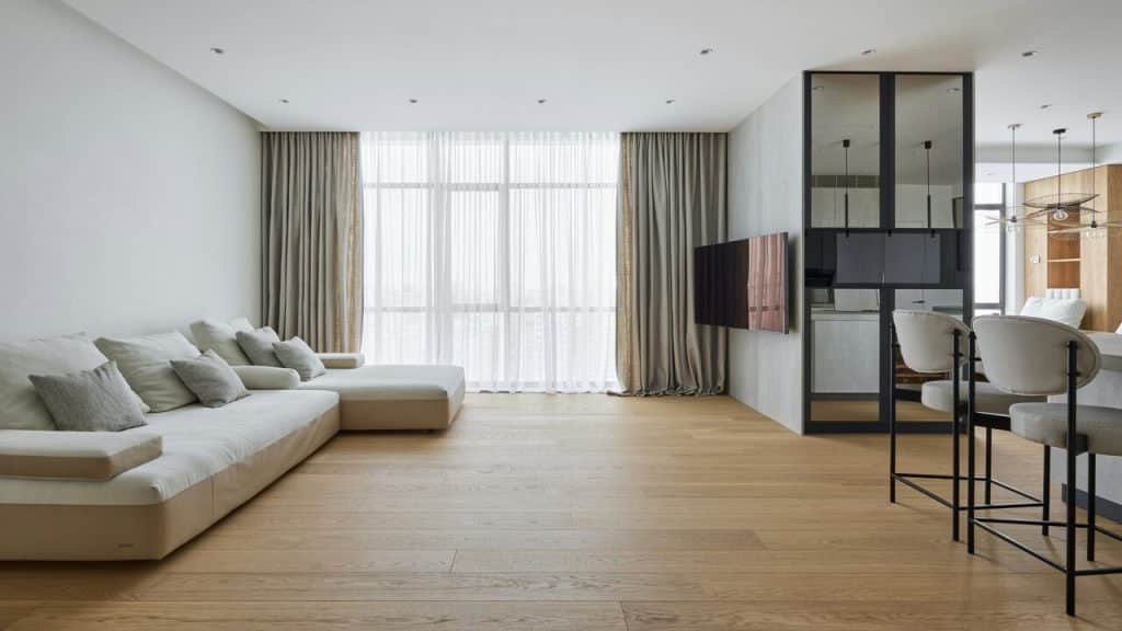 A clean, well-lit living room