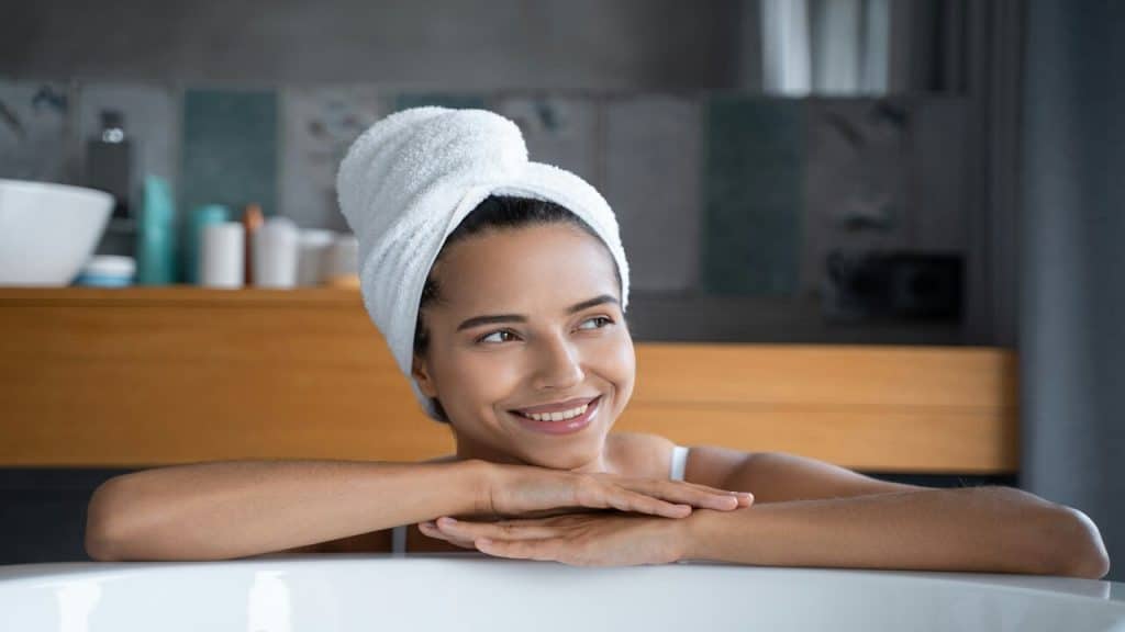 A woman in the bathroom