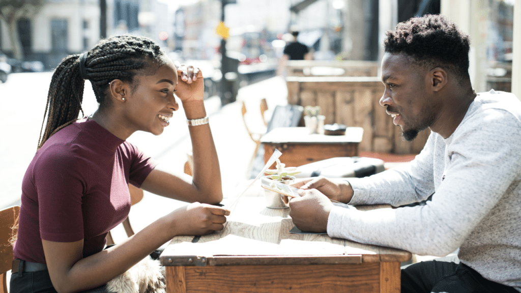 A couple on a cafe date