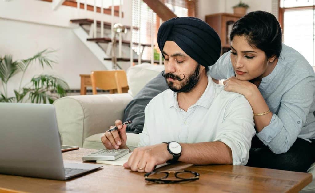 A woman checking on her husband