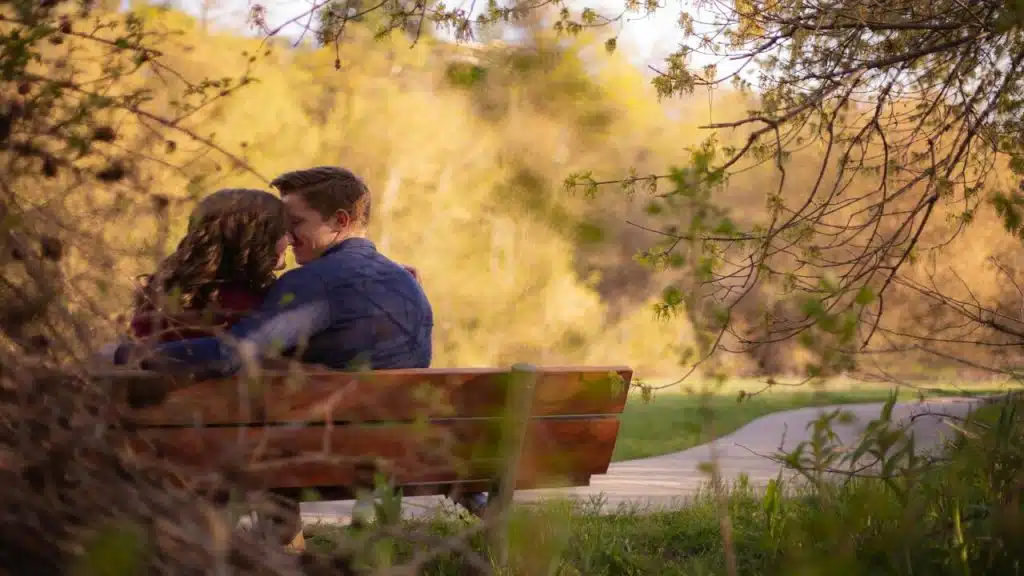 A couple on a park date