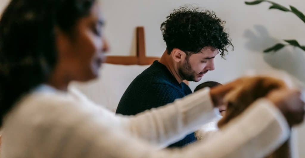 A man and woman doing something together