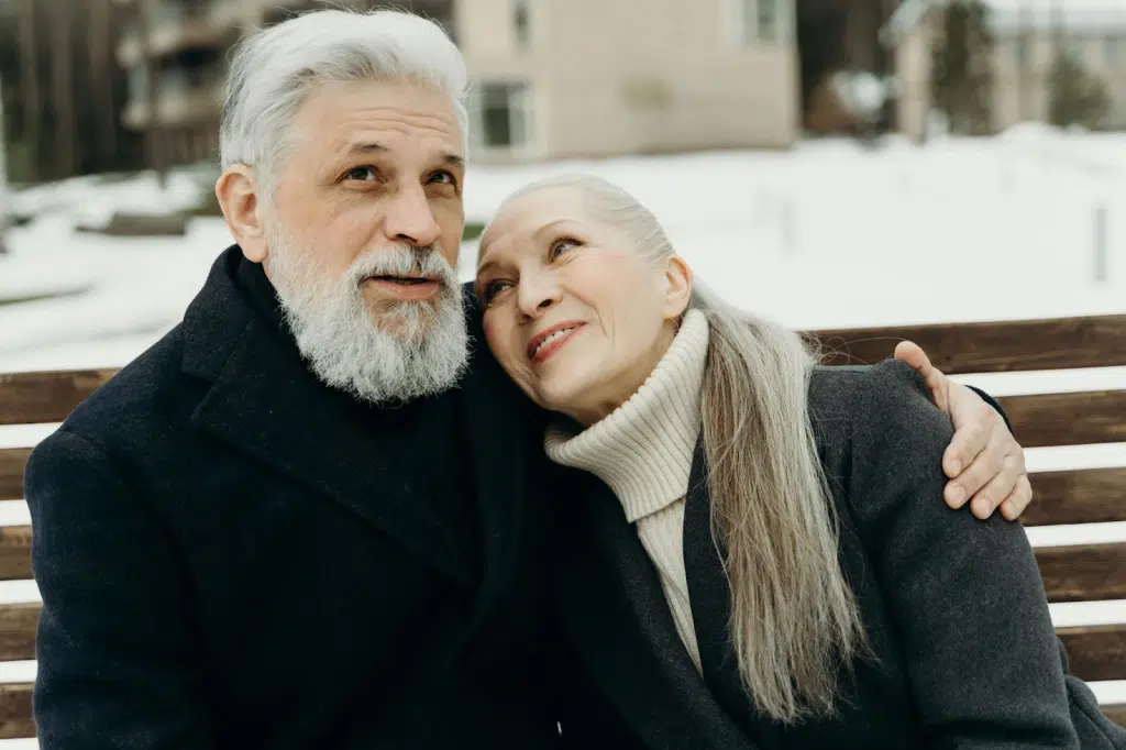 A man and woman being sweet together