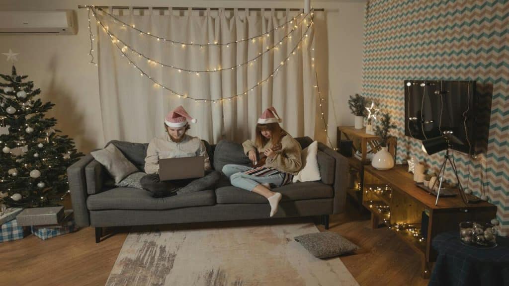 A couple ignoring each other at home