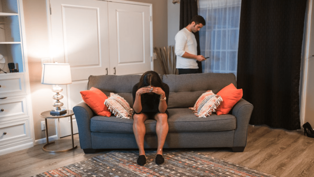 A couple fighting at home