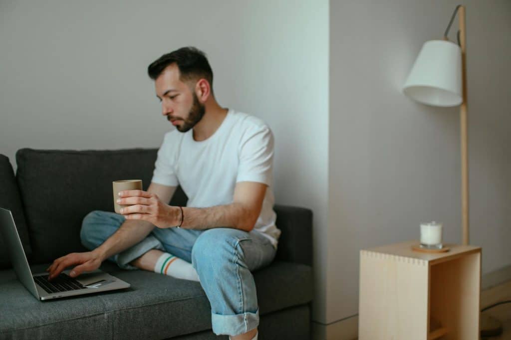 A man using a laptop