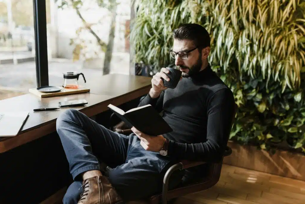 A man reading a book