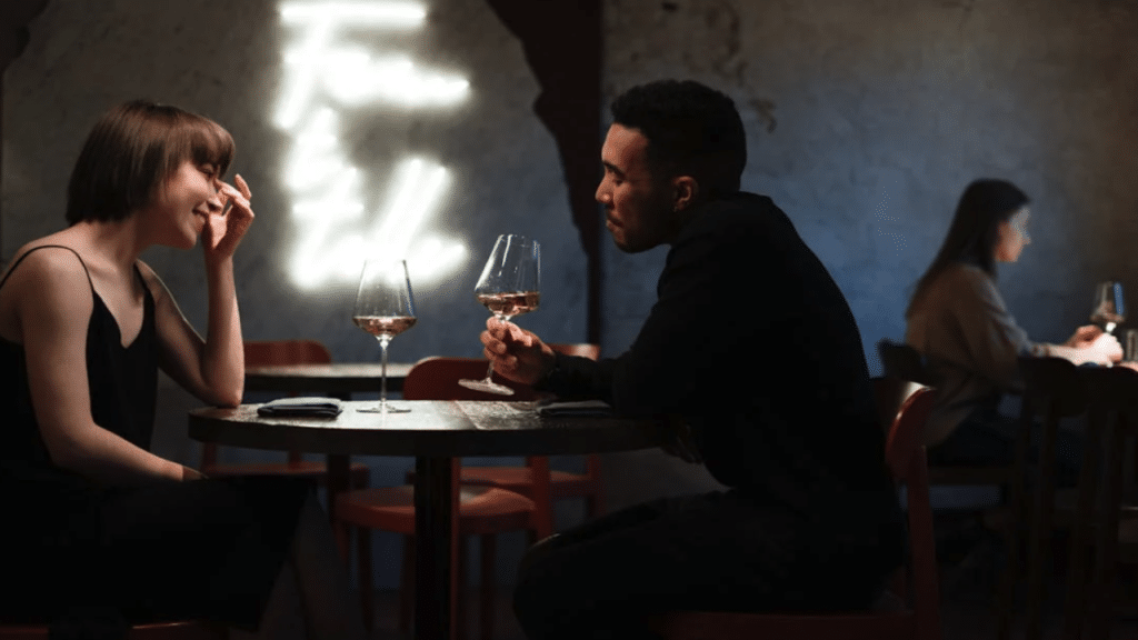 A couple on a first date