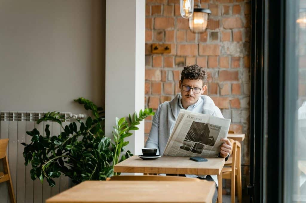 A man reading a newspaper