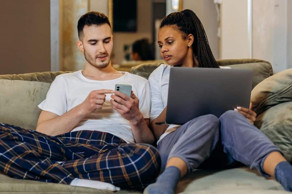 A man and woman at home