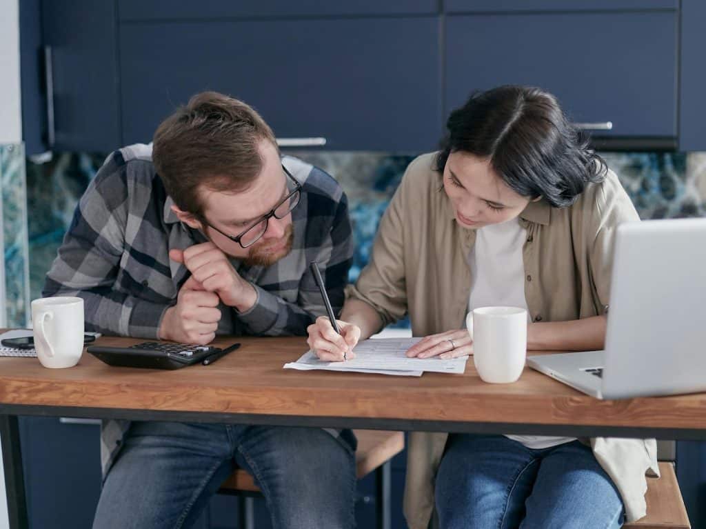 A man stressed with the woman