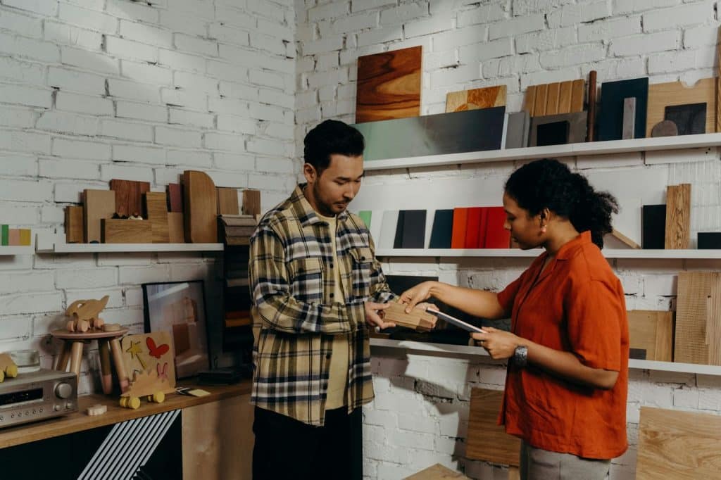 A man bought something for woman