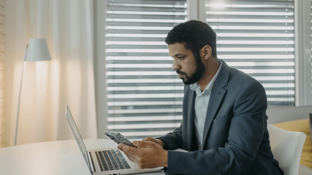 A man working from home